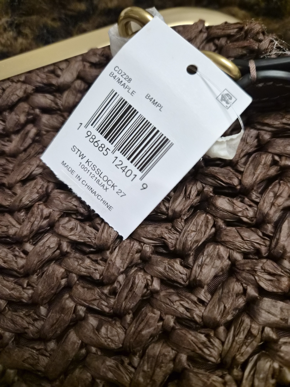 COACH KISSLOCK  Brown Woven Straw Frame-Top  Bag - Picture 4 of 6